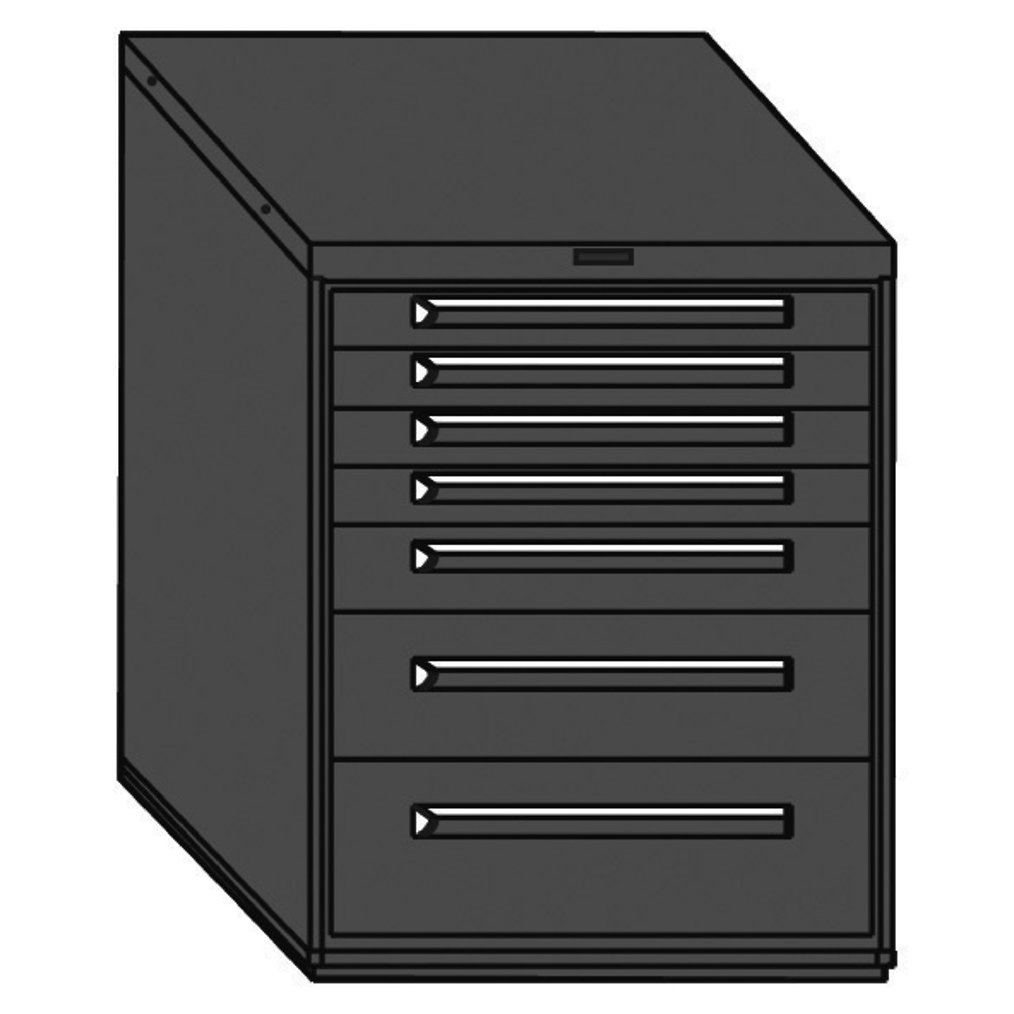 Equipto, 30in. wide Modular Drawer Cabinet- No Dividers, Height 38 in, Width 30 in, Drawers 7 total - 4 3"h, 14.5"h, 1 7.5"h, 1 9"h - Model # 443038-412MT-RD; Color:  Textured Cherry Red